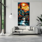 Painting by Numbers Panoramic House with Sun with Tiffany Style